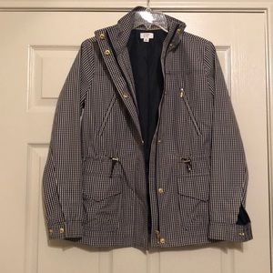 Crown & Ivy Navy Gingham Jacket EUC